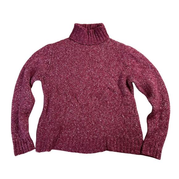 LL Bean Womens Turtleneck Sweater Size Large Purple Wool Blend - Picture 1 of 6